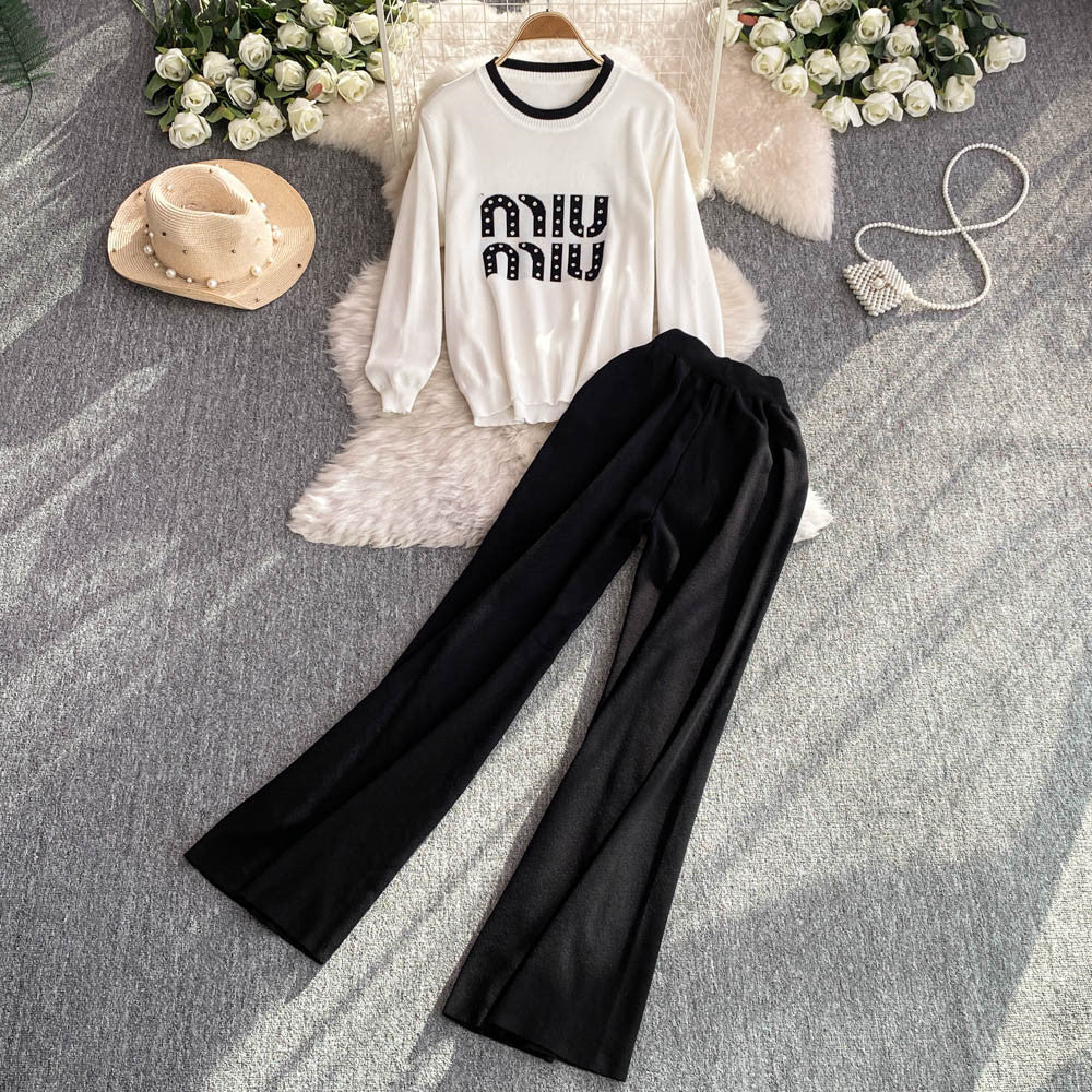 【Set】4色選択可ニット+パンツ 2点セット W14395