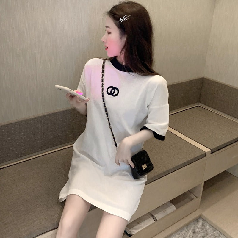 【Dress】配色カジュアルワンピース W12728