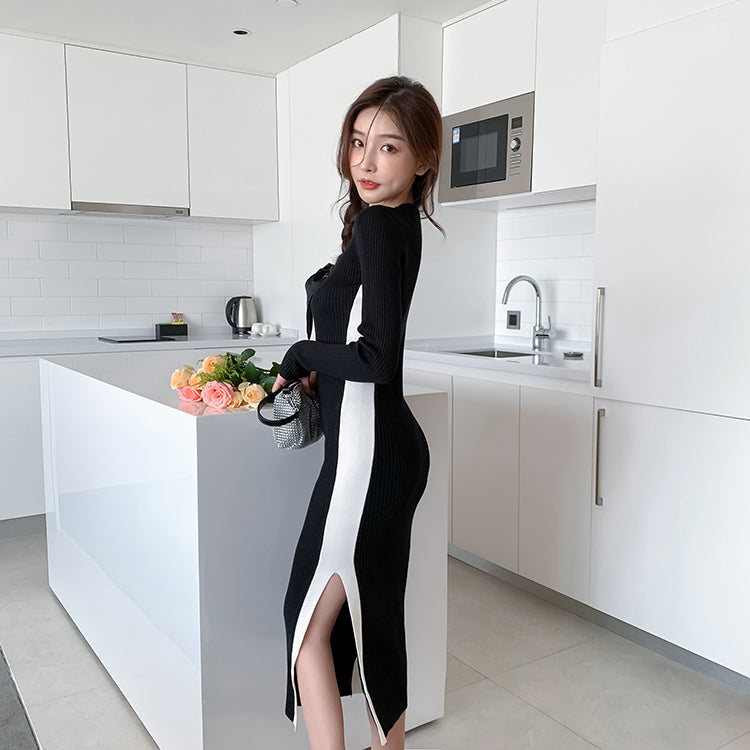【Dress】春秋新品ニットワンピース W13129