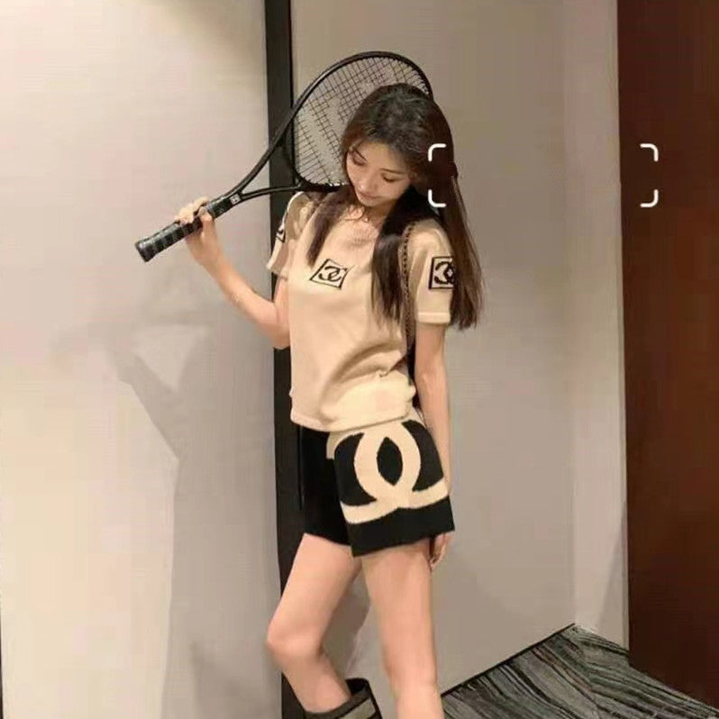 【Set】新入荷~配色2点セット Tシャツ+パンツ    W11400