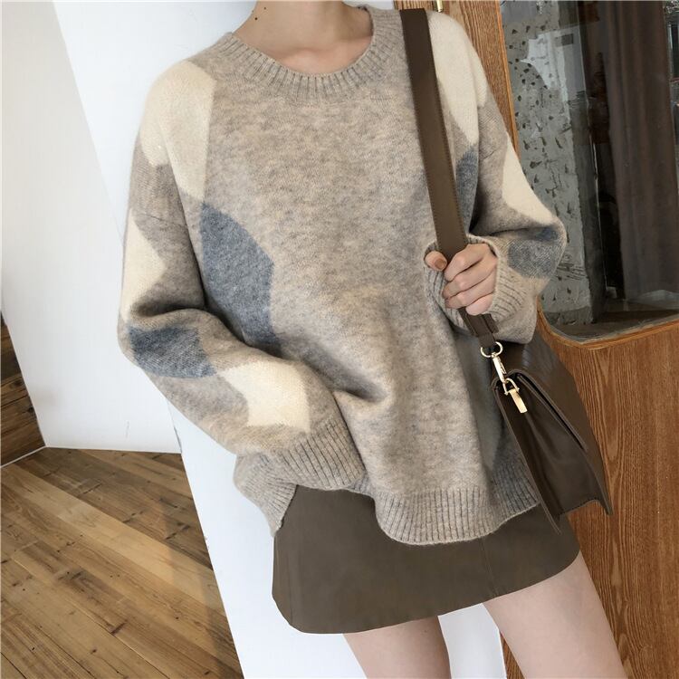 【tops】早い者勝ちカジュアルラウンドネックニットセーター2色