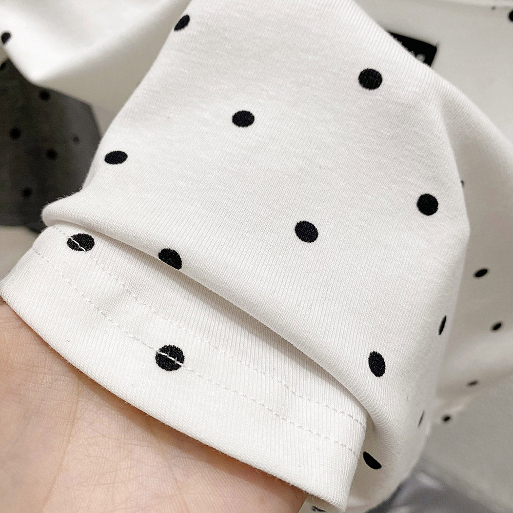 【Tops】3色展開ドット柄Tシャツ W12337