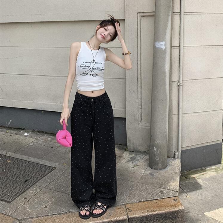 【bottoms】フラワーデニムパンツ W10501