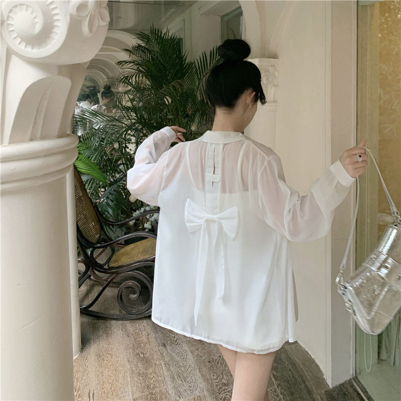 【Tops】UVカット薄いシャツ W12348