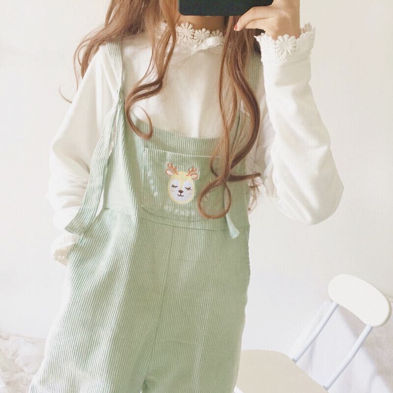 【bottoms】オーバーオールワイドパンツ
