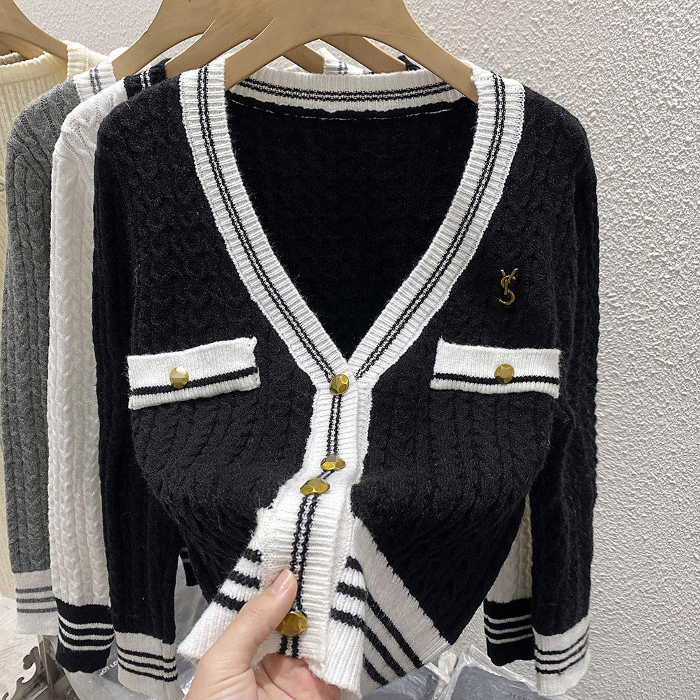 【Outer】3色展開配色カーディカン W13131