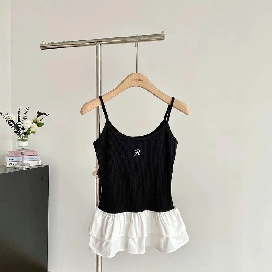 【Tops】4色展開刺繡入りキャミソール T01356
