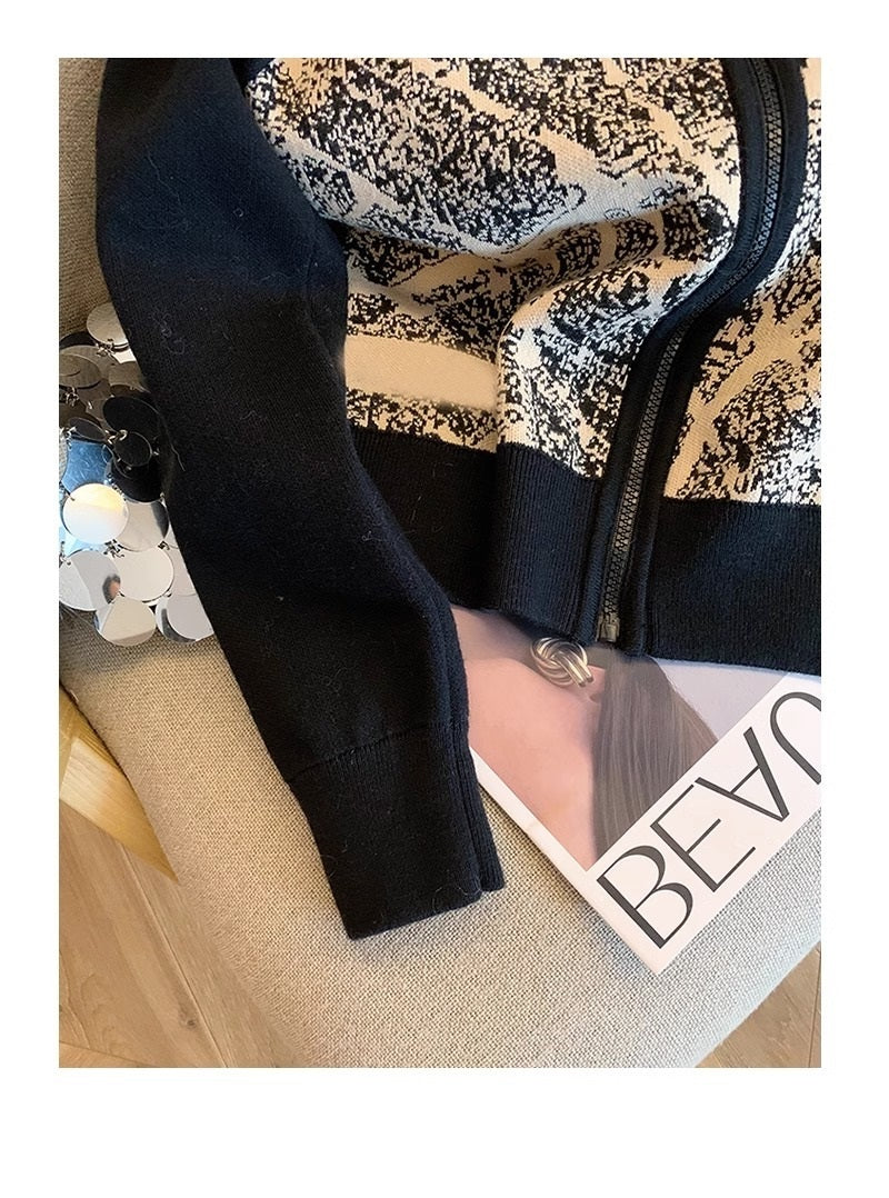 【Outer】配色ニットカーディカン W13226