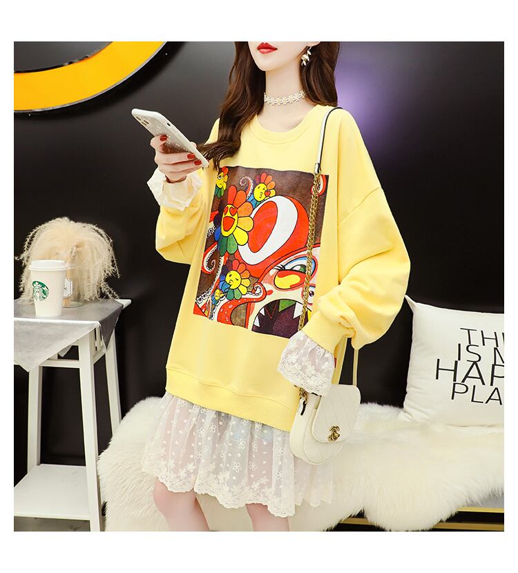 【dress】定番シンプルカジュアルレース切り替え2色ワンピース