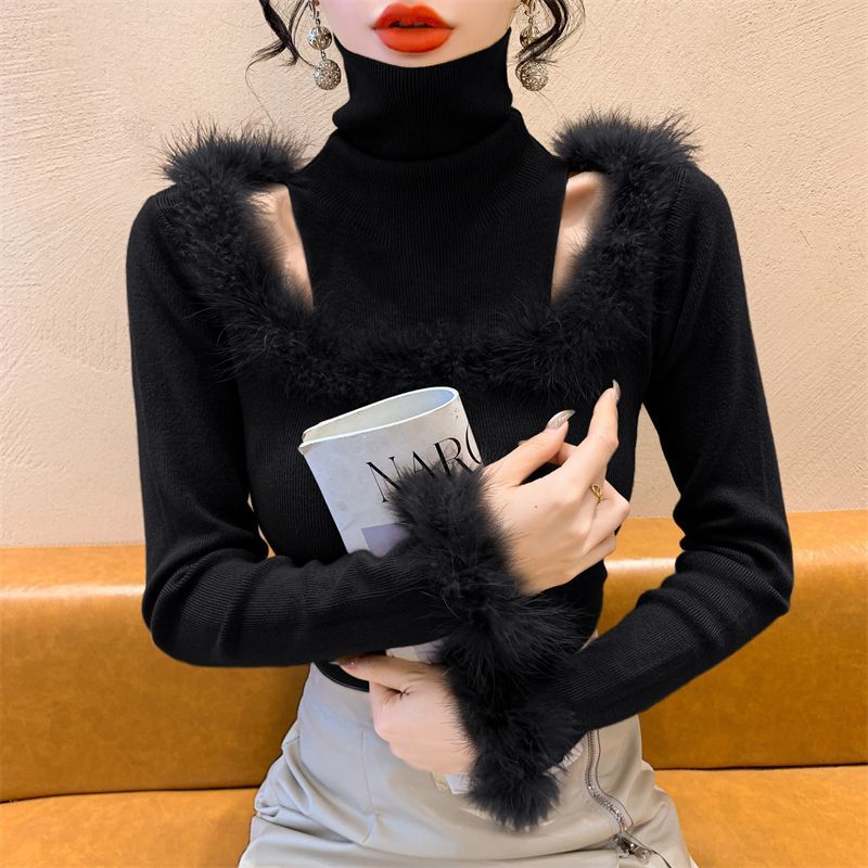 【Tops】無地ファーニットセーター Z7890