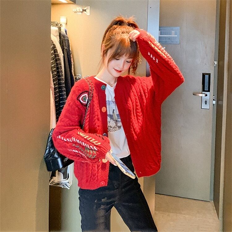 【outer】ファッションend清新!ランタンスリーブカーディガン3色