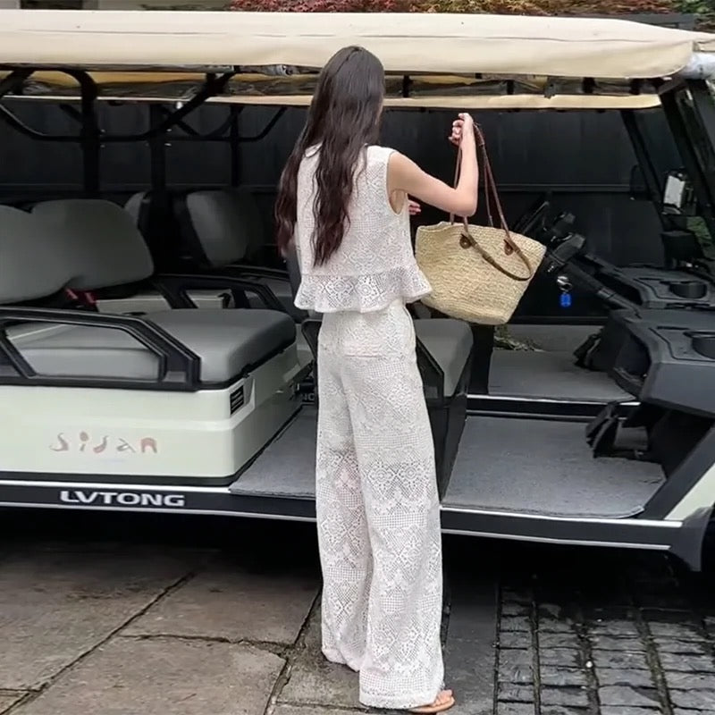 【Set】レース2点セット タンクトップ+パンツ W11876