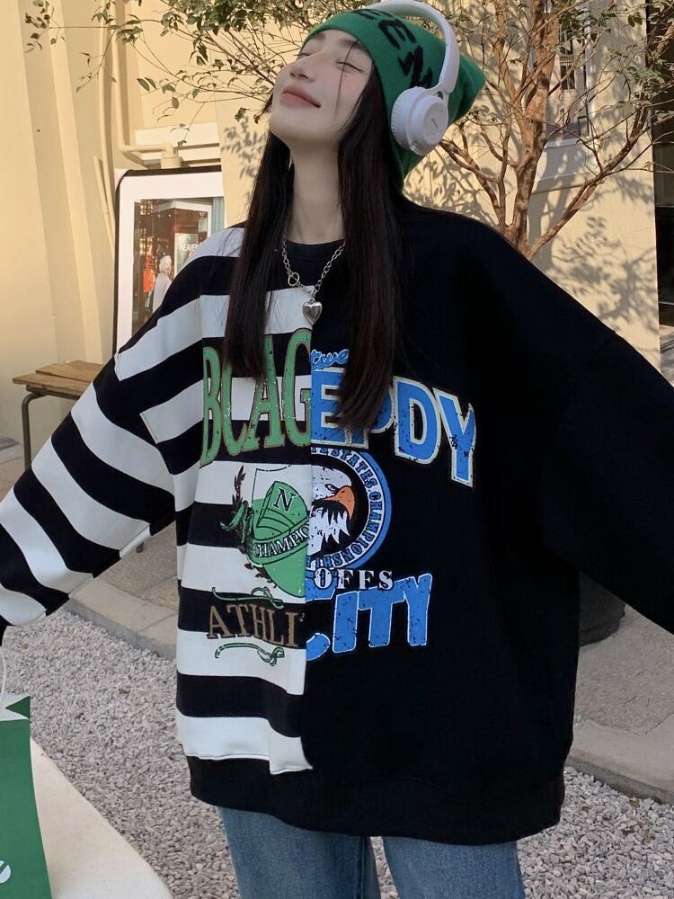 【tops】oversize切り替えスウェットG19807