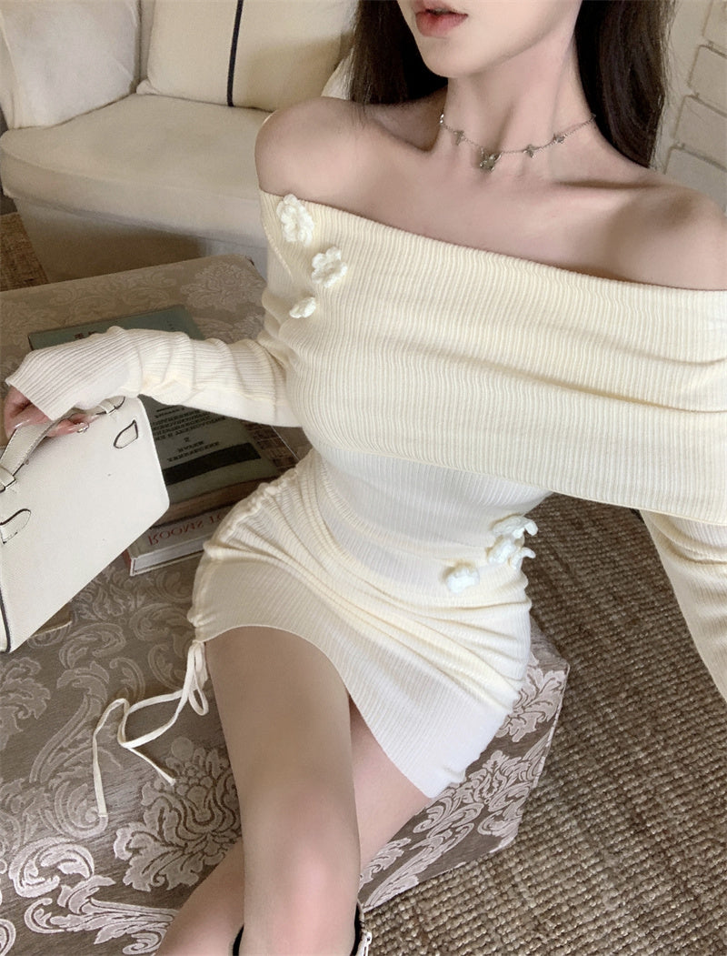 【Dress】長袖ニットワンピース W13715
