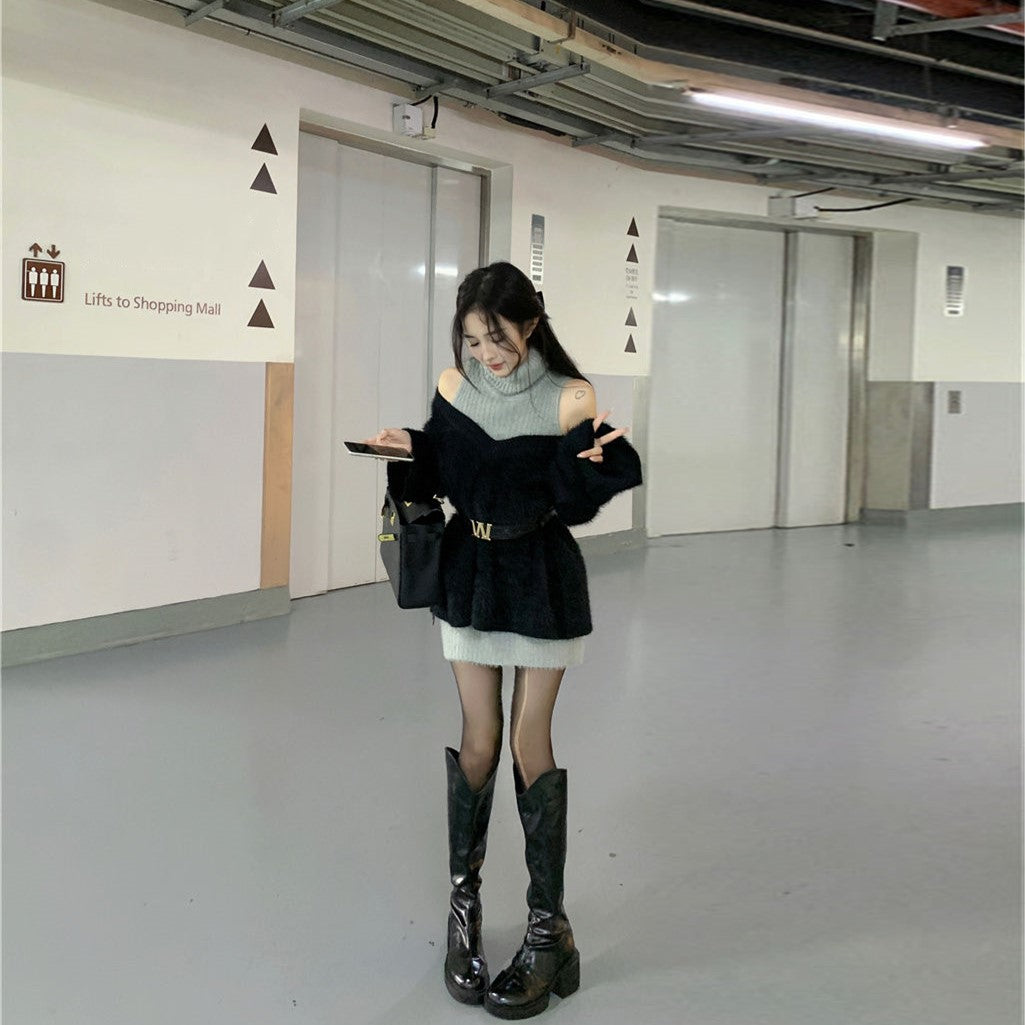 【Set】ワンピース+セーター 2点セット Z7921