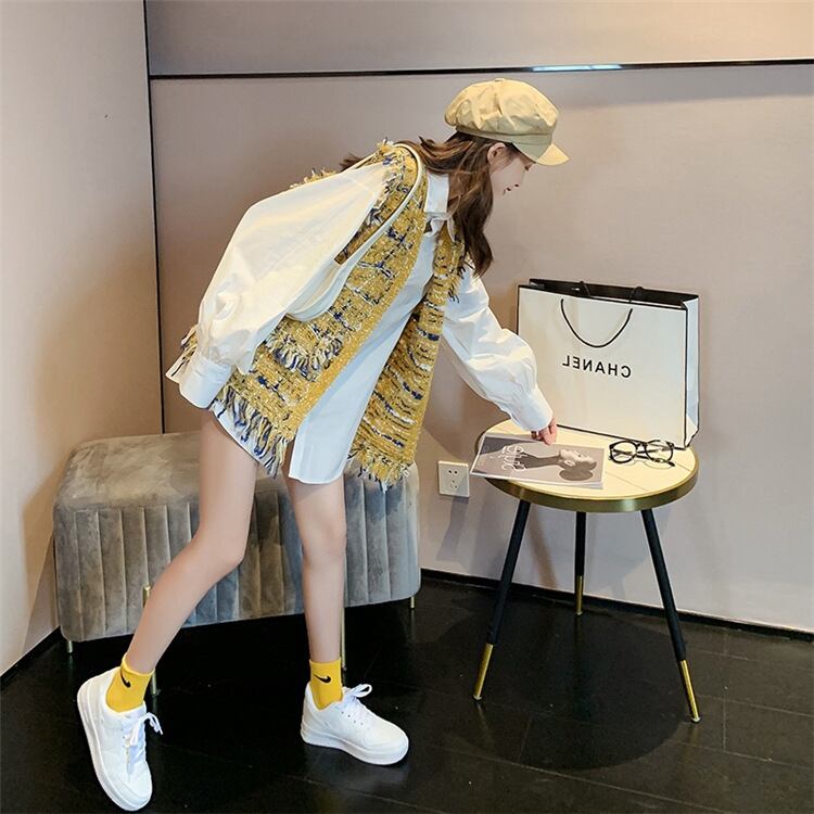 【outer】美人度アップフリンジチョッキベストカーディガン2色