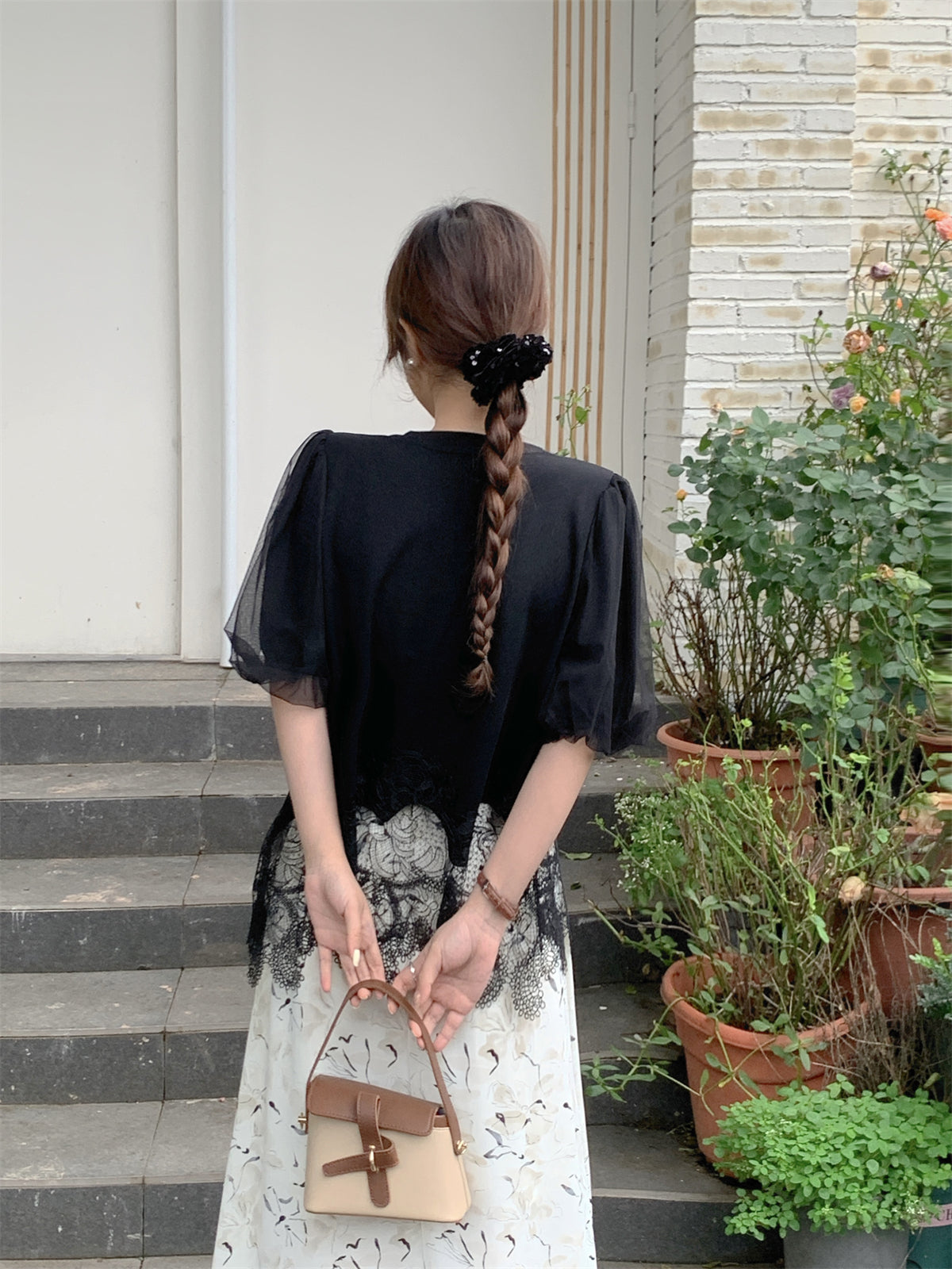 【Tops】イレギュラーレースTシャツ W12496