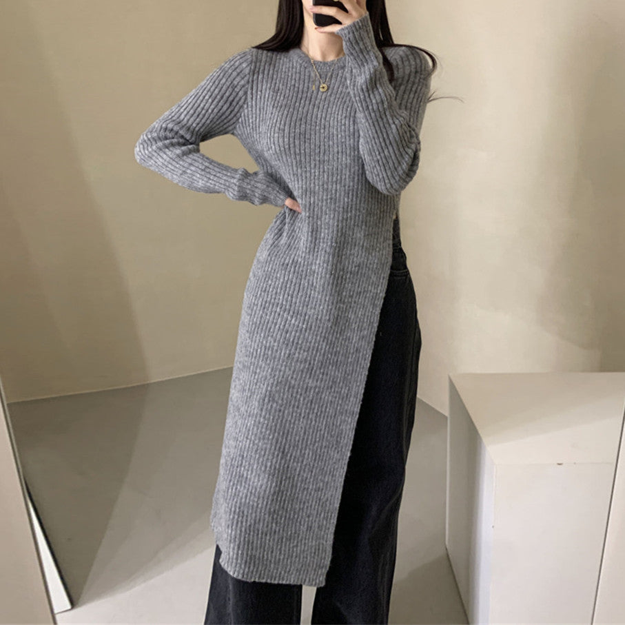 【Dress】スリット入りニットワンピース W13471
