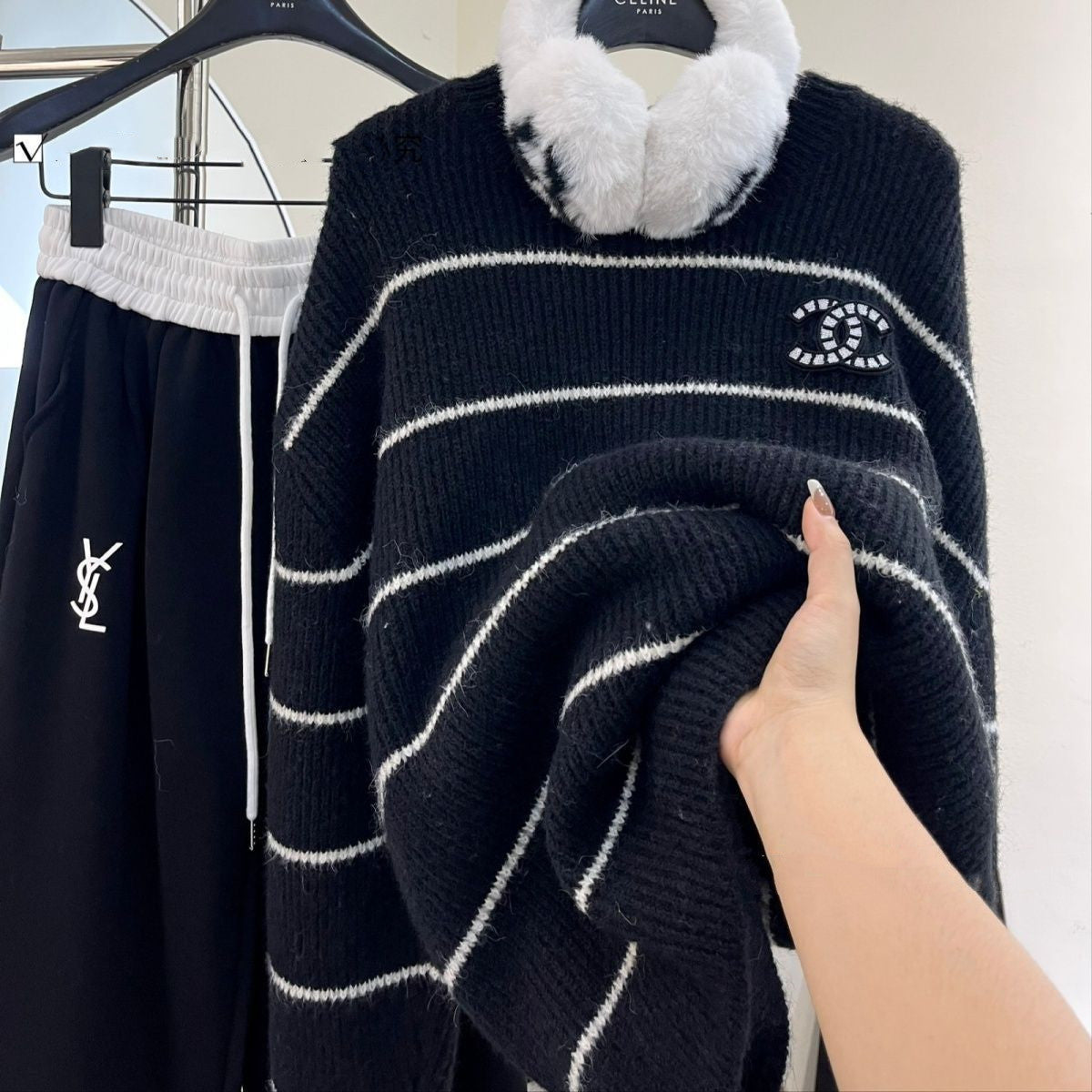 【Tops】ボーダー柄セーター W14711