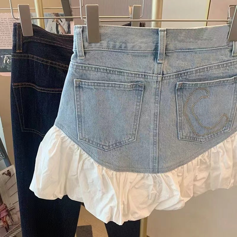 【Bottoms】切り替えデザインデニムスカート W10870