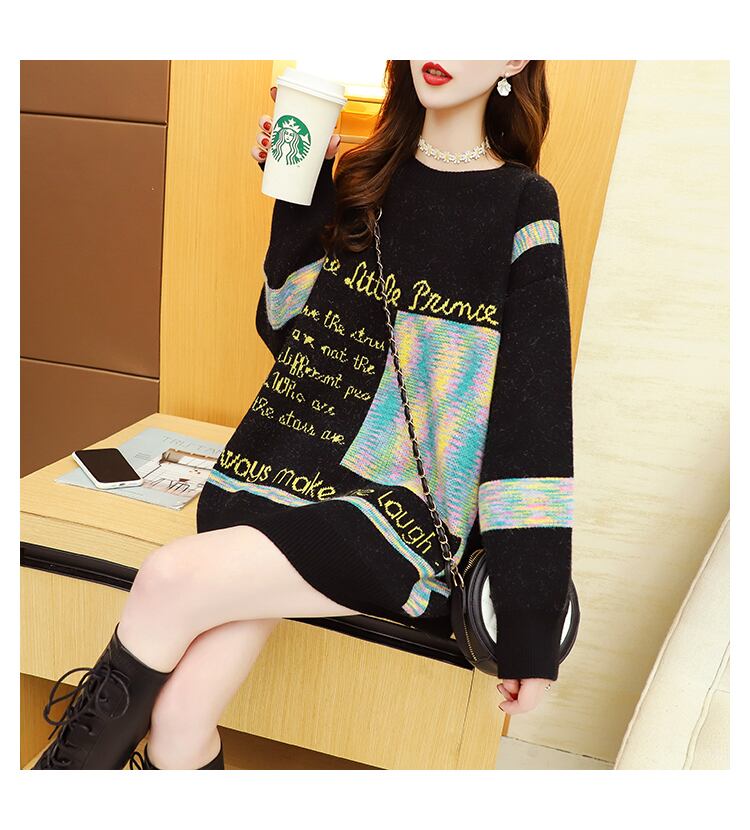 【tops】森ガール小清新セーター2色カラーマッチングラウンドネック