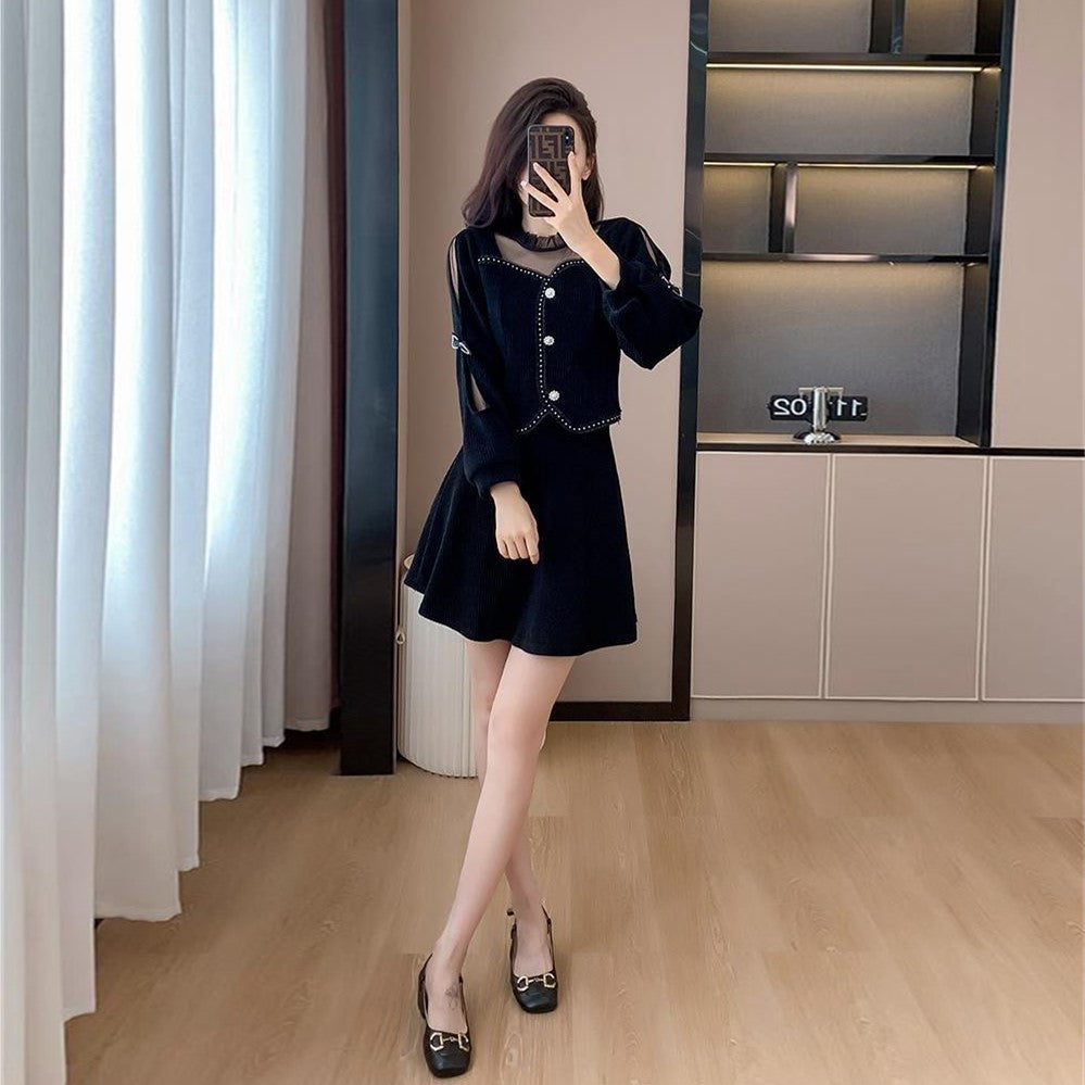 【Set】レイヤード2点セット ジャケット + スカート Z-6456