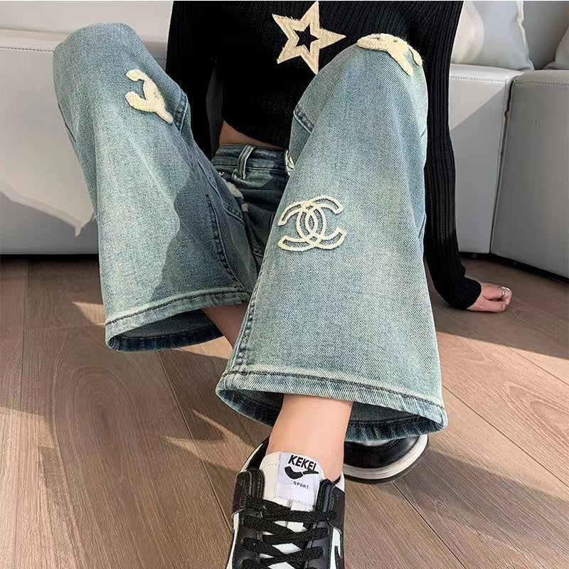 【Bottoms】刺繍デザインデニムパンツ W12423