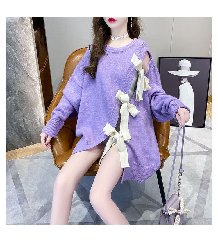 【tops】売り切れ必至リボンデザイン3色セーター韓国系着心地良い