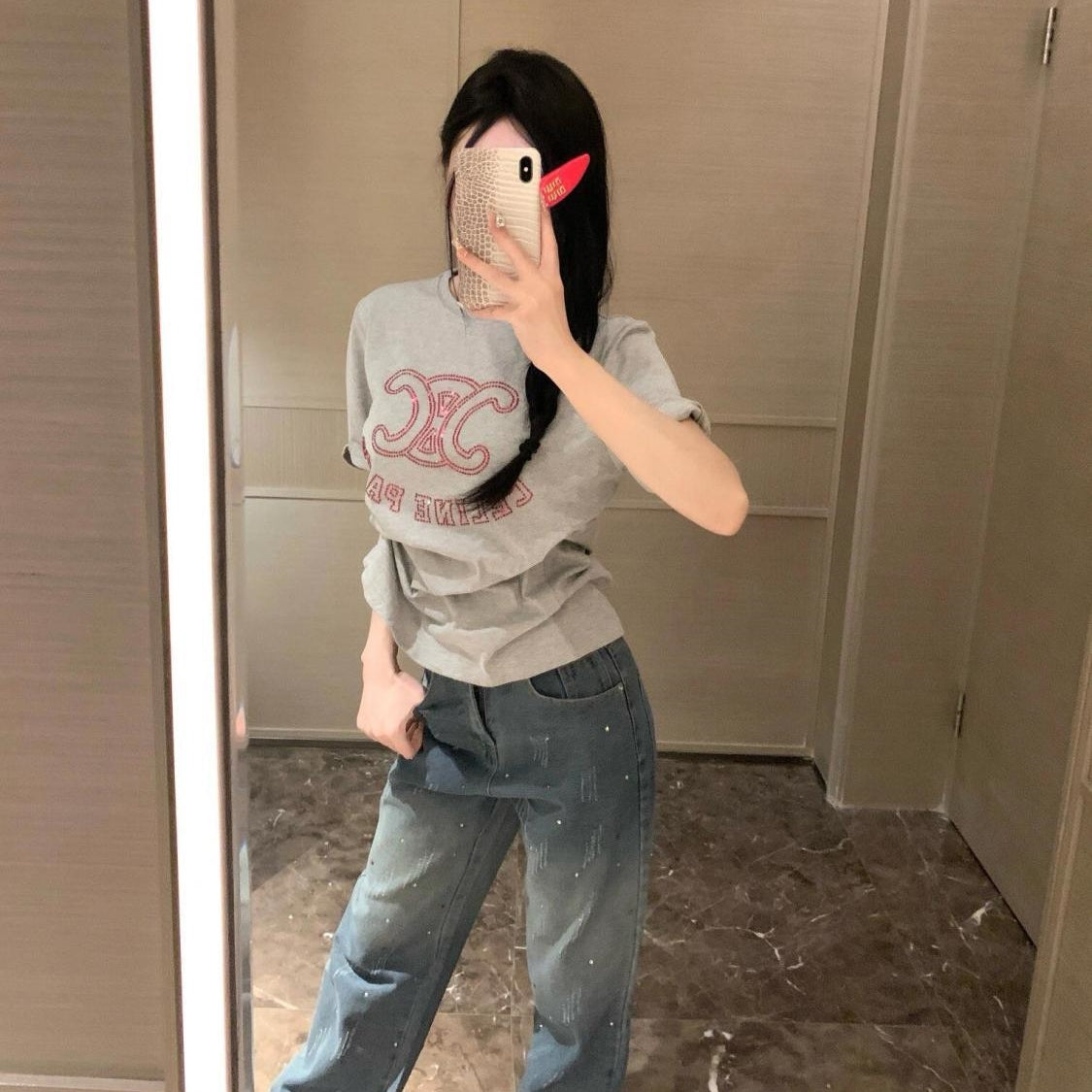 【Tops】ホットダイヤモンドTシャツ T01628