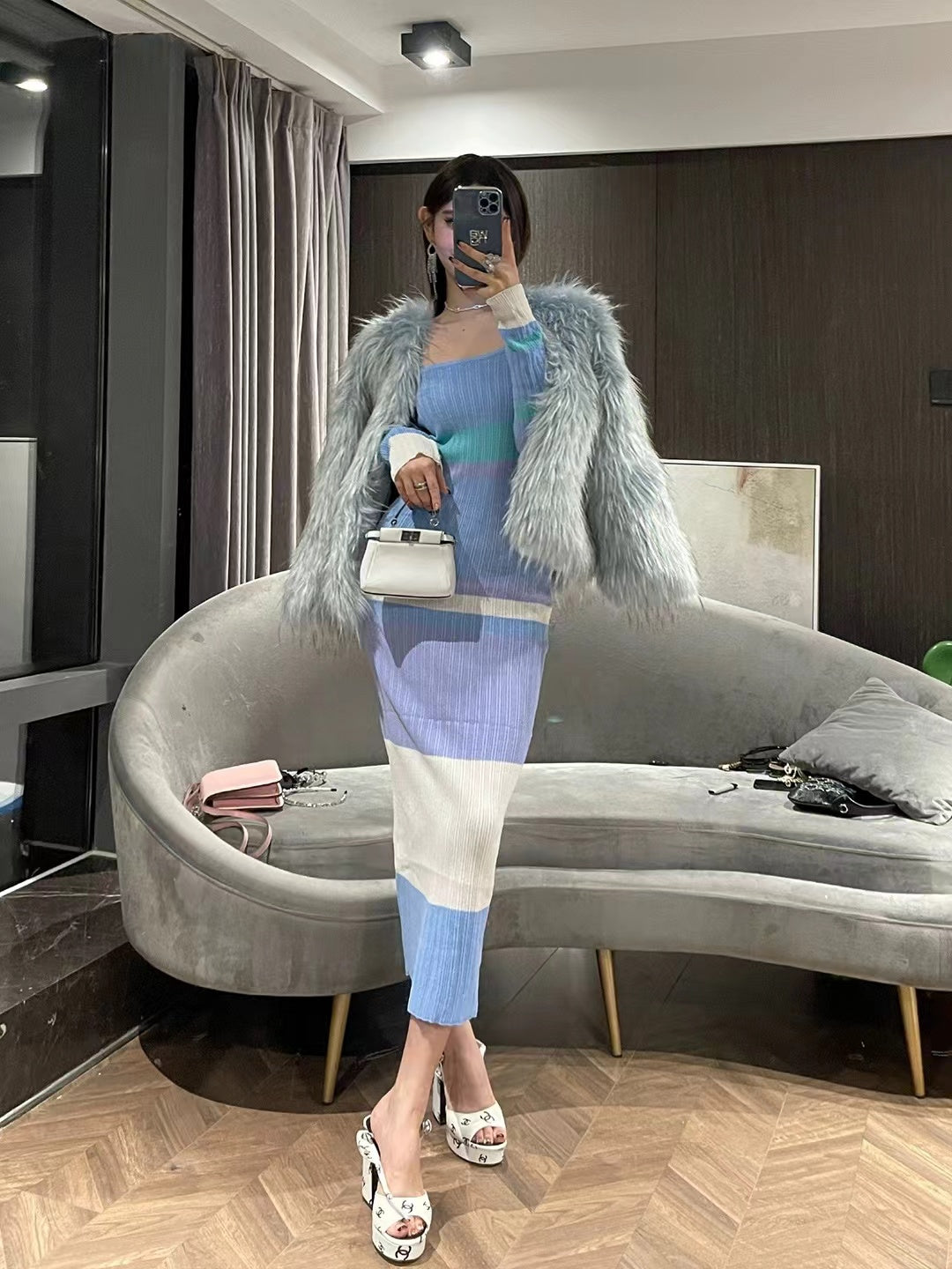 【Dress】新入荷~配色ワンピース W10476