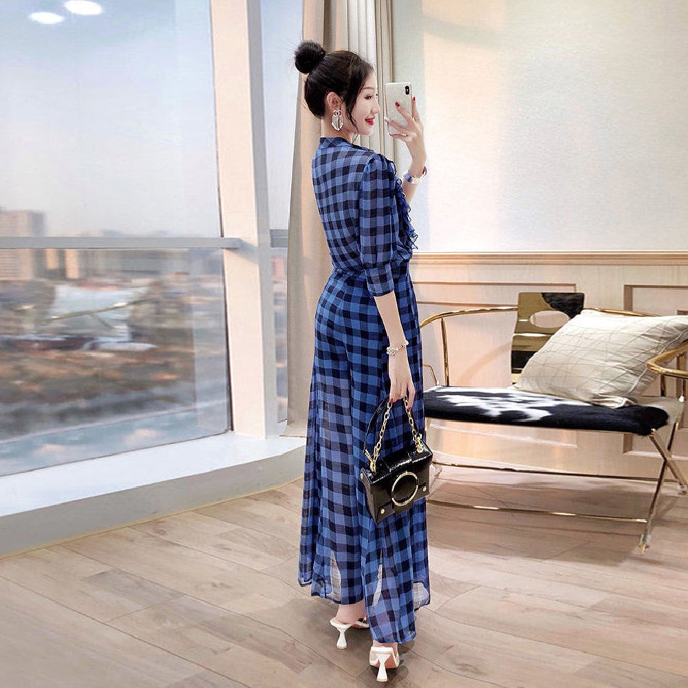 【Set】ブラウス +パンツ通勤2点セット Z7089