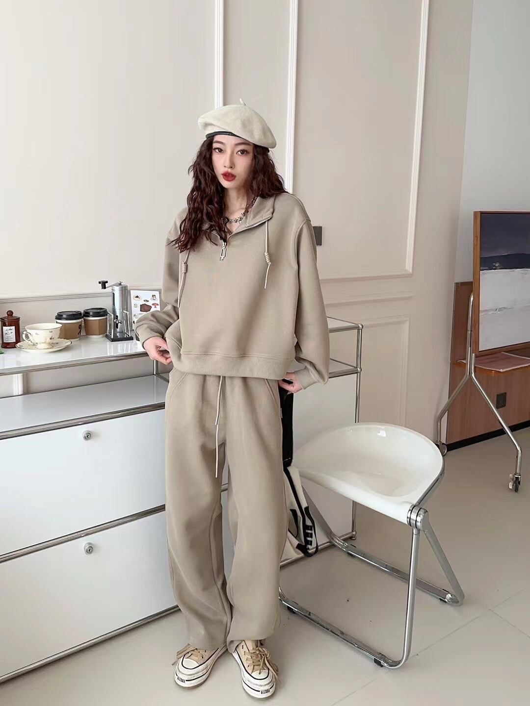 【set】パーカー×カジュアルパンツセット  W10555