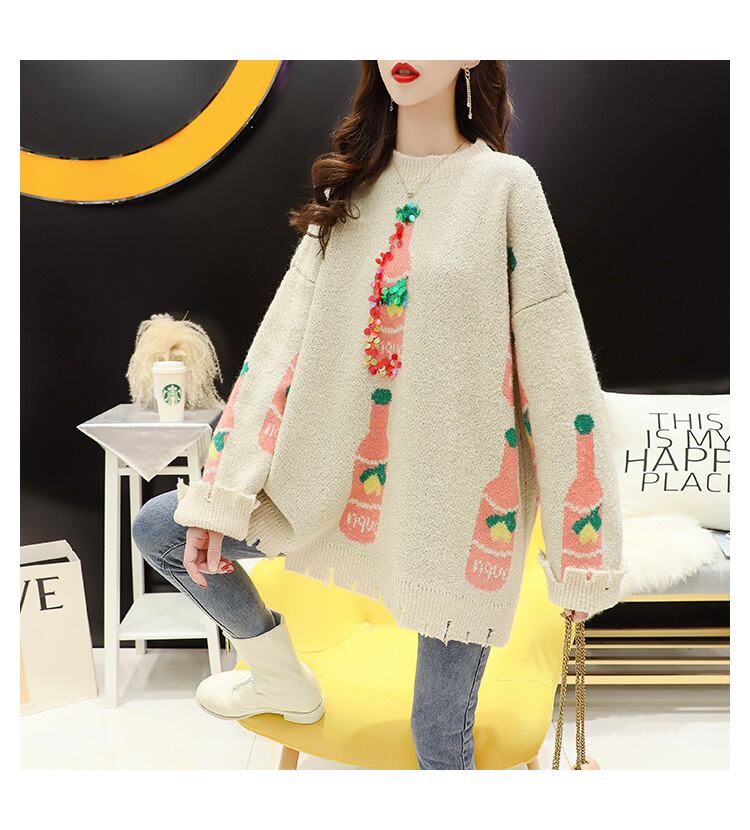 【tops】目立つ!気質アップ長袖不規則 イレギュラーセーター2色