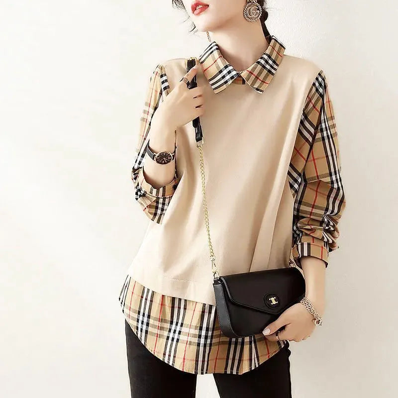 【Tops】フェイクレイヤードシャツ W13811