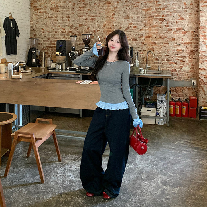 【Tops】切り替えデザインTシャツ W13196