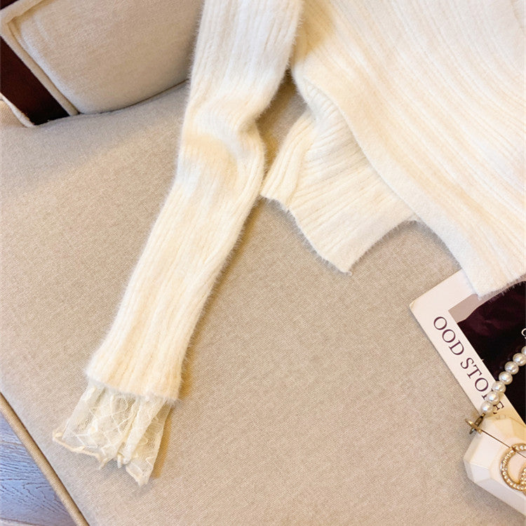 【Tops】フェイクレイヤードニット W13749