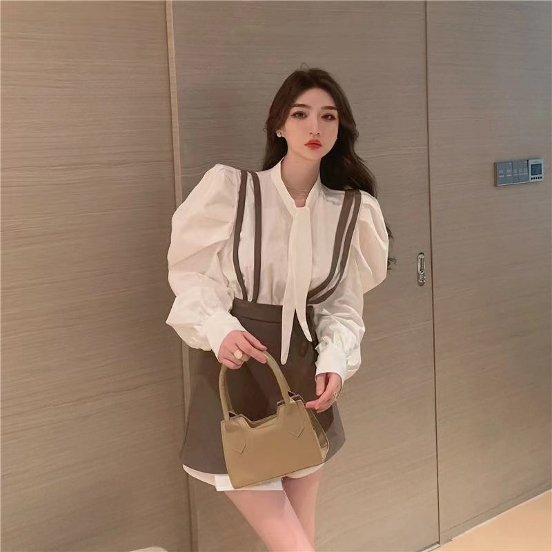 【Set】新入荷~シャツワンピース×スカート2点セット W9936