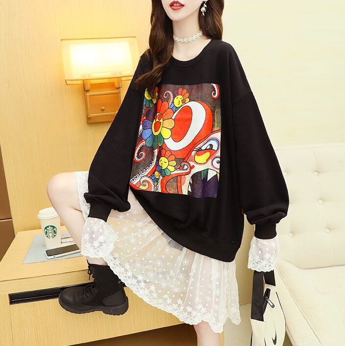 【dress】定番シンプルカジュアルレース切り替え2色ワンピース