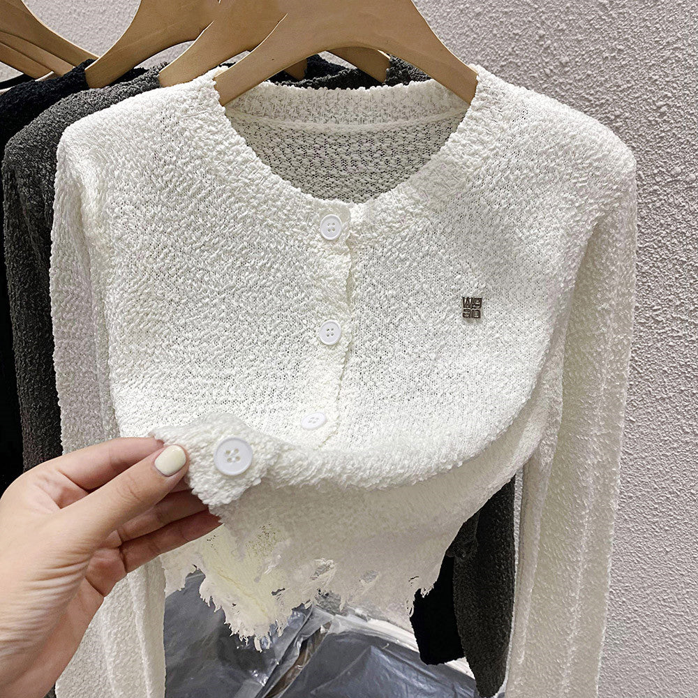 【Outer】ヴィンテージ加工ニットカーディガン W13300