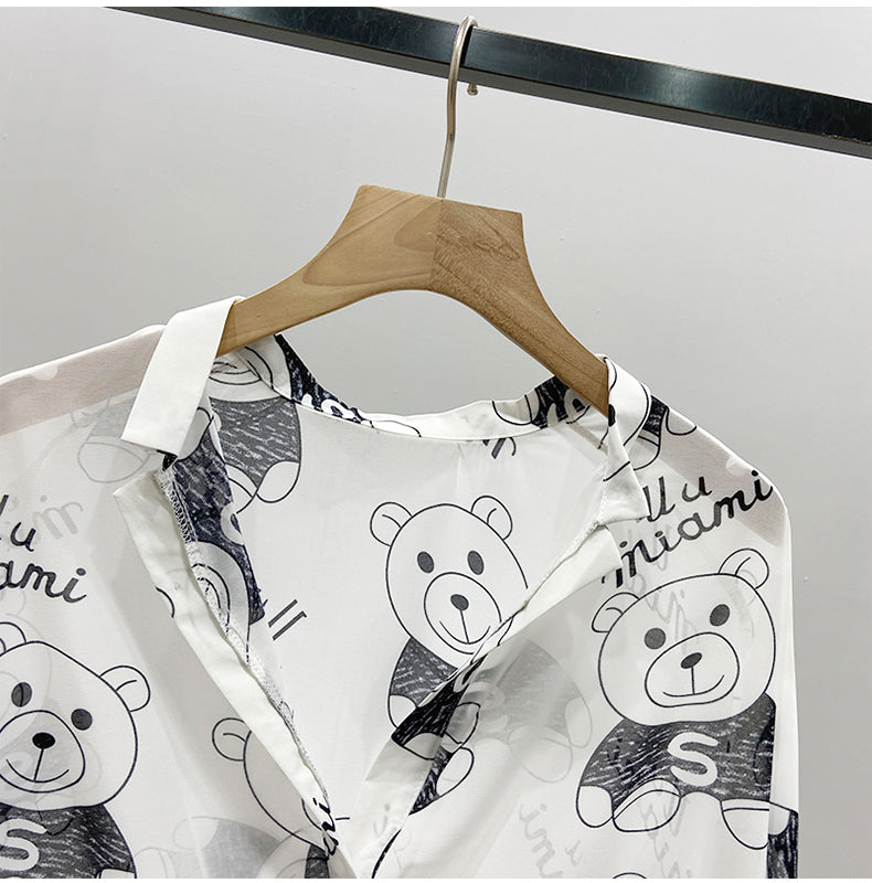 【Tops】キャミソール贈るシャツ W11577