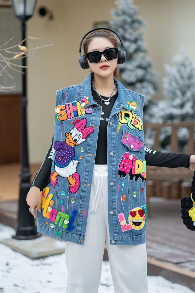 【outer】カートゥーンデニムジレ M21370