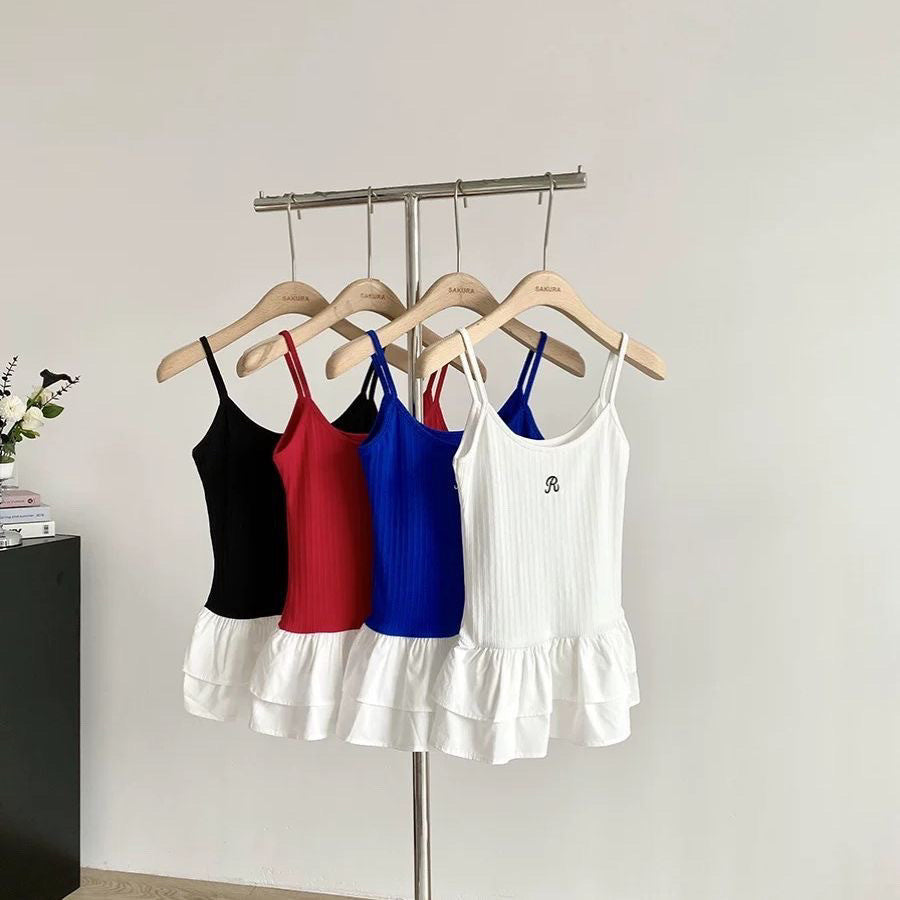 【Tops】4色展開刺繡入りキャミソール T01356