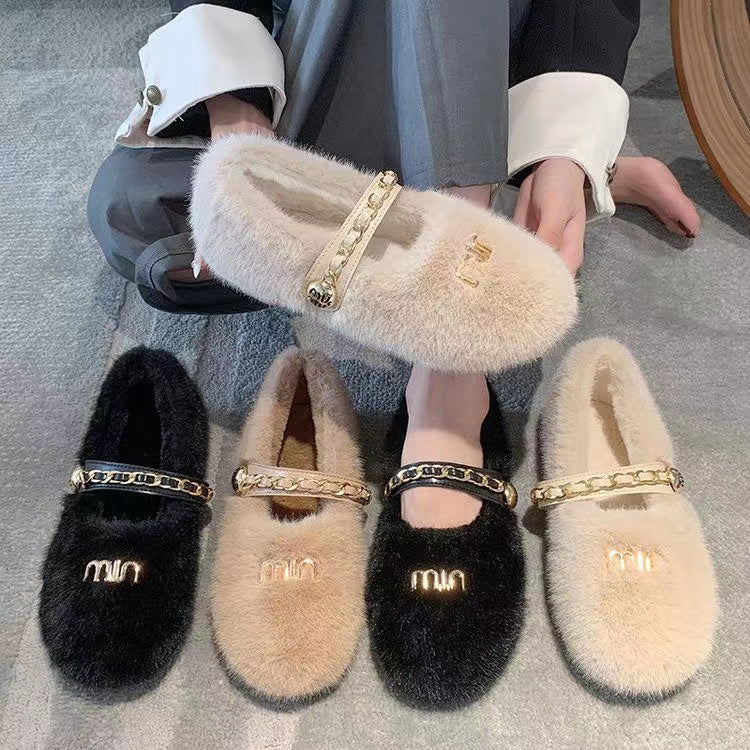 【Shoes】もこもこフラットシューズ W9988