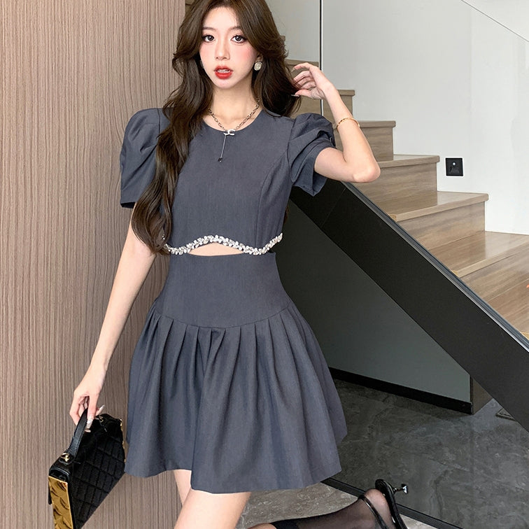 【Dress】ダイヤモンド切り替えワンピース T0635