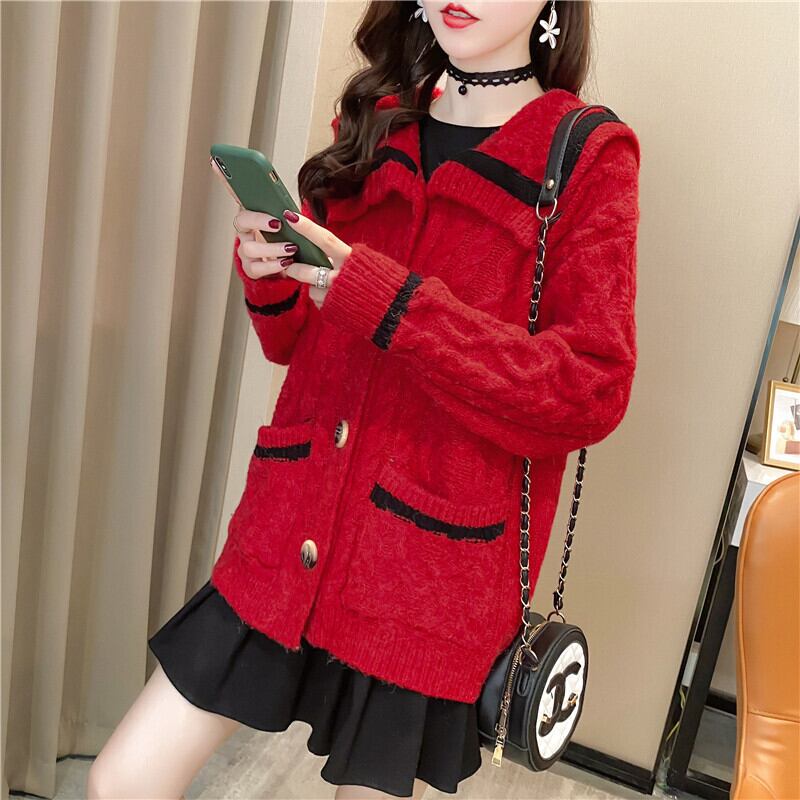 【outer】早い者勝ちネイビーカラーカラーマッチングカーディガン3色