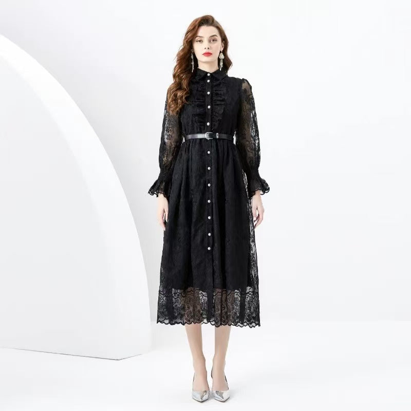 【Dress】ロング丈レースワンピース W14440