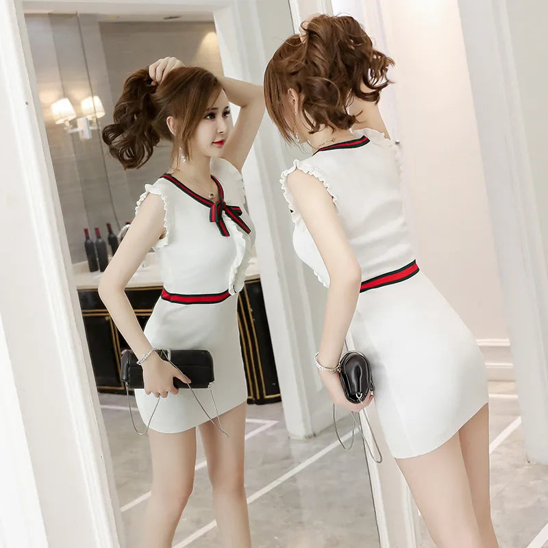 【Dress】圧倒的セクシー~タイト着瘦せノースリーブニットワンピース2色展開 W-6105