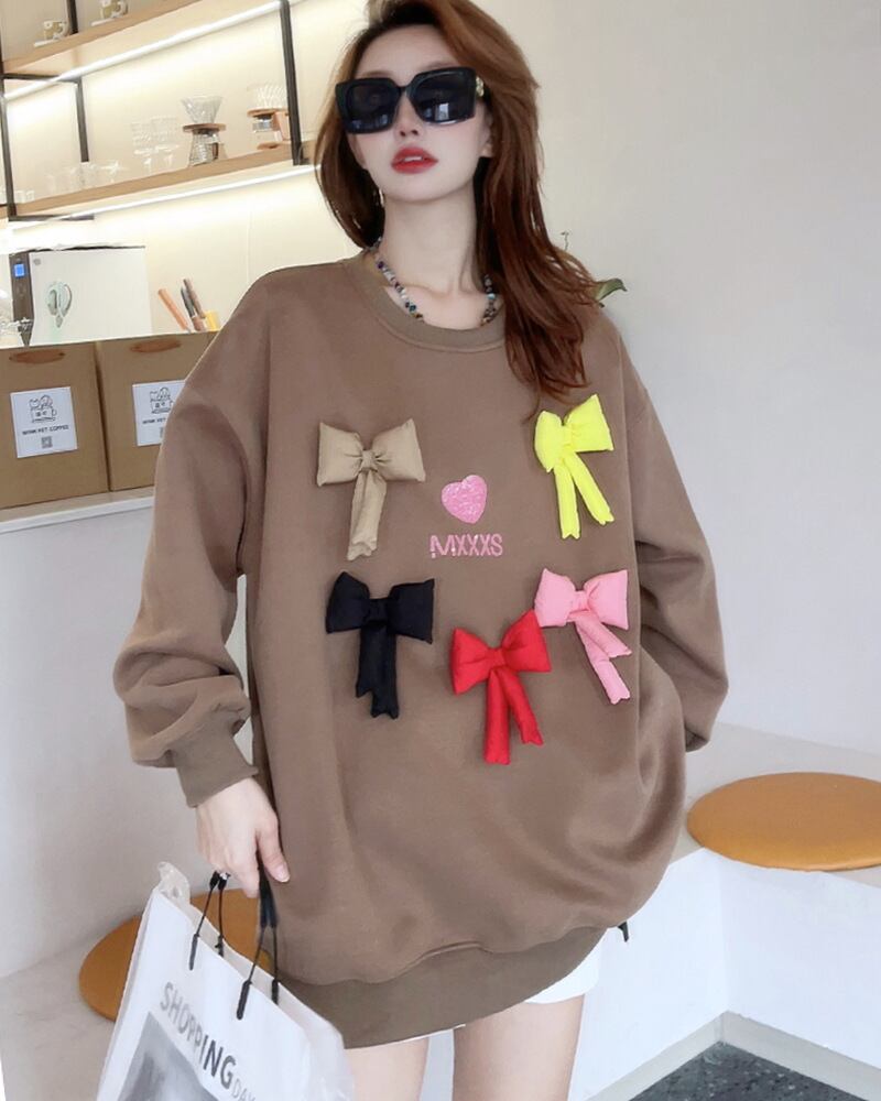 【tops】リボン付きスウェット N2411