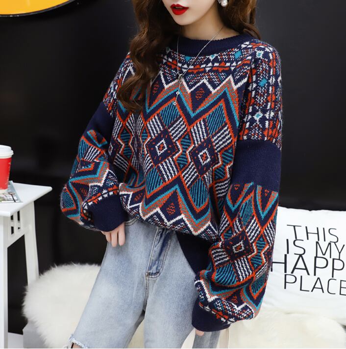 【tops】絶対流行ラウンドネックランタンスリーブセーター付き2色