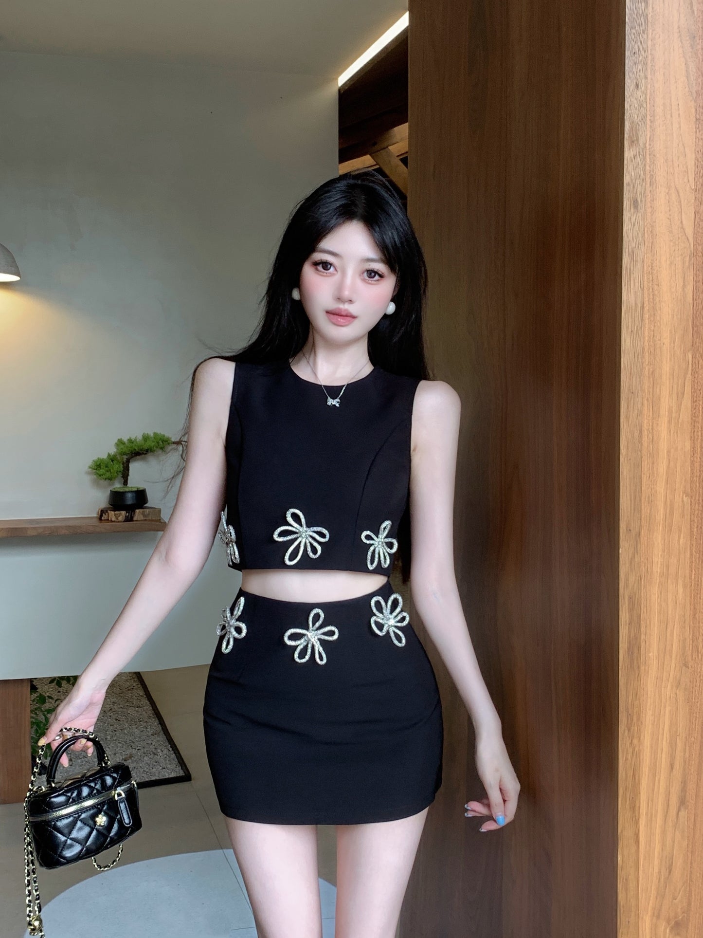 【Set】タンクトップ+スカート2点セット W12772